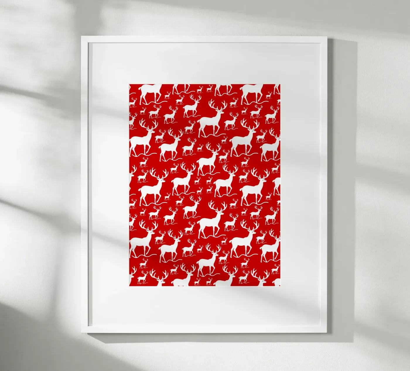 Red deer pattern poster da baobabprintstore