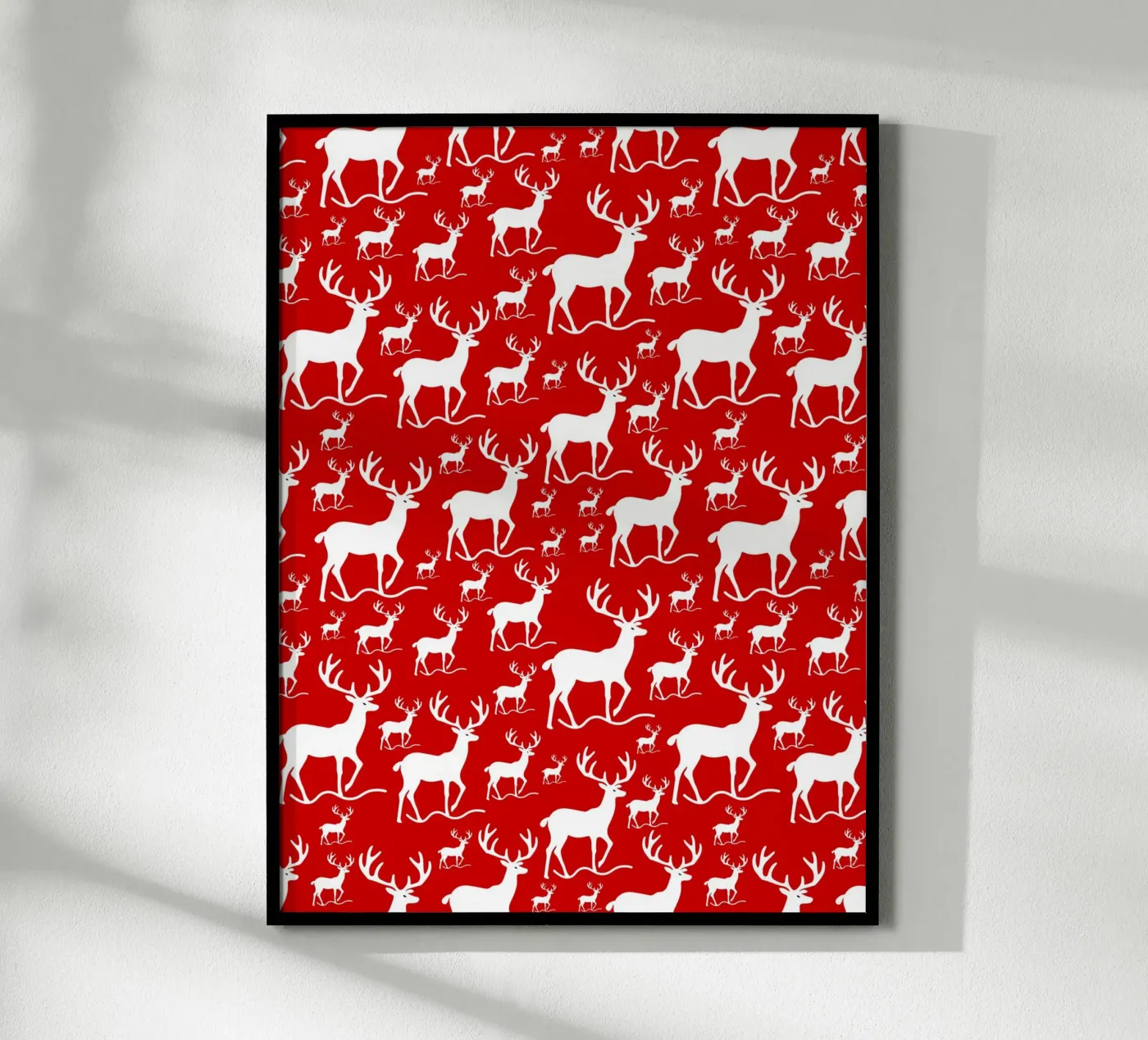 Red deer pattern poster da baobabprintstore