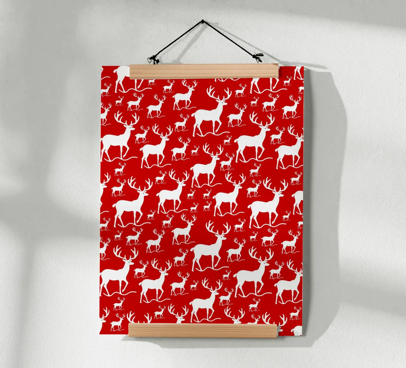 Red deer pattern poster da baobabprintstore
