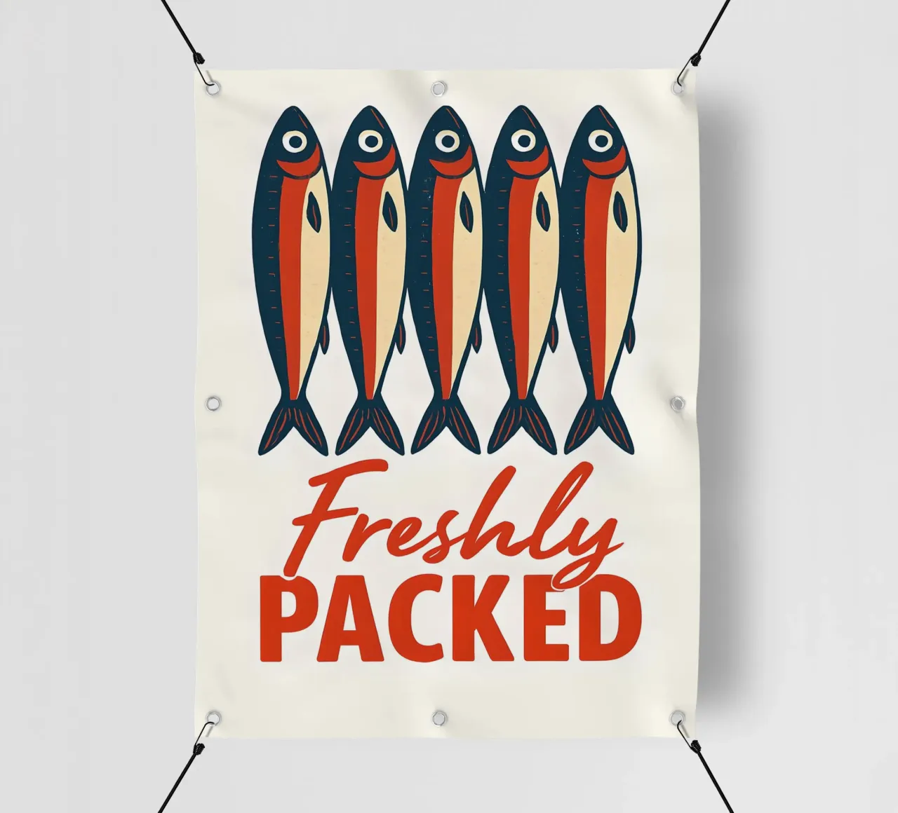 Illustrazione di pesce fresco confezionato telo in pvc da 🥝 KIWI STORE
