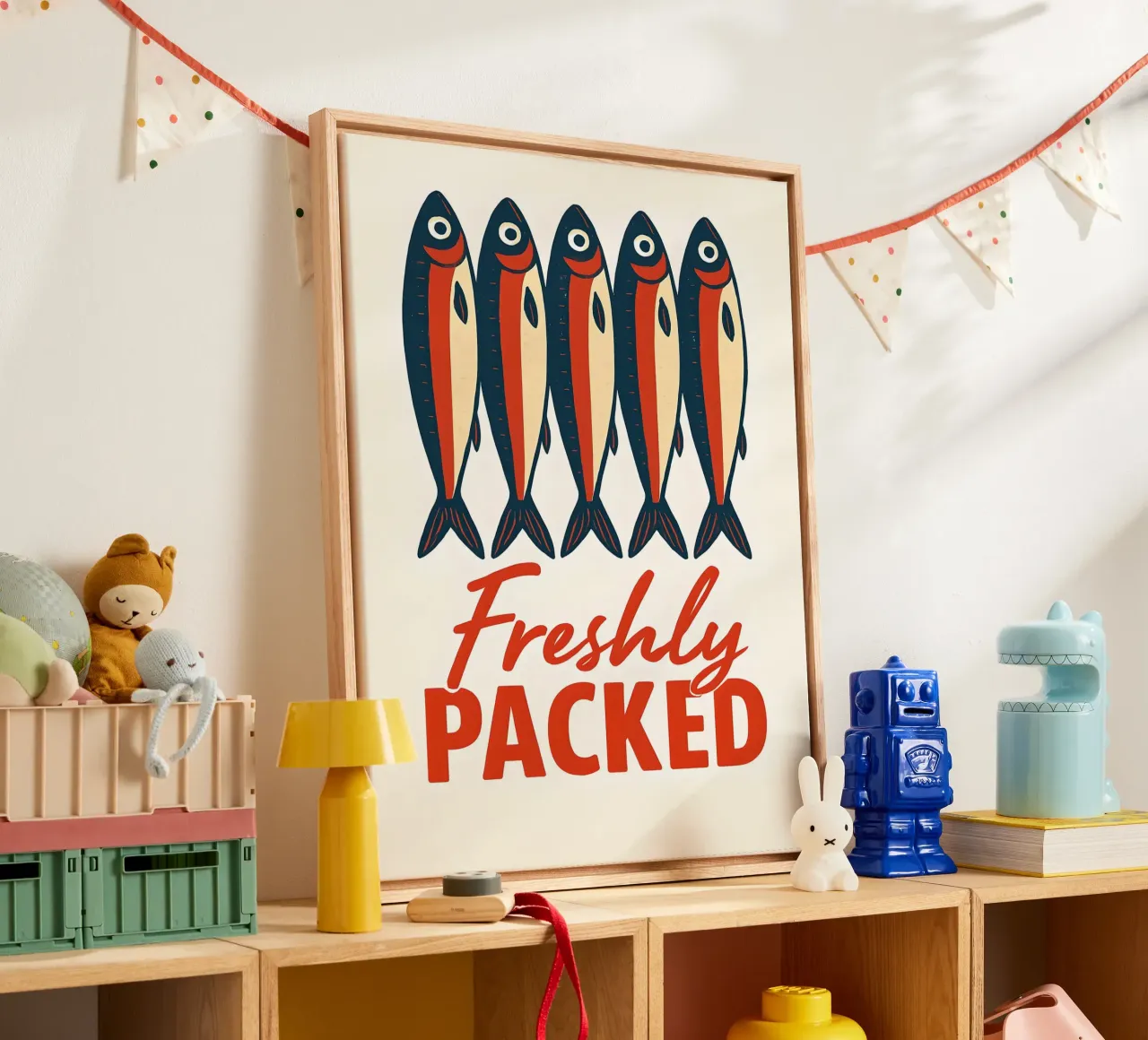 Illustrazione di pesce fresco confezionato tela con Cornice a cassetta da 🥝 KIWI STORE