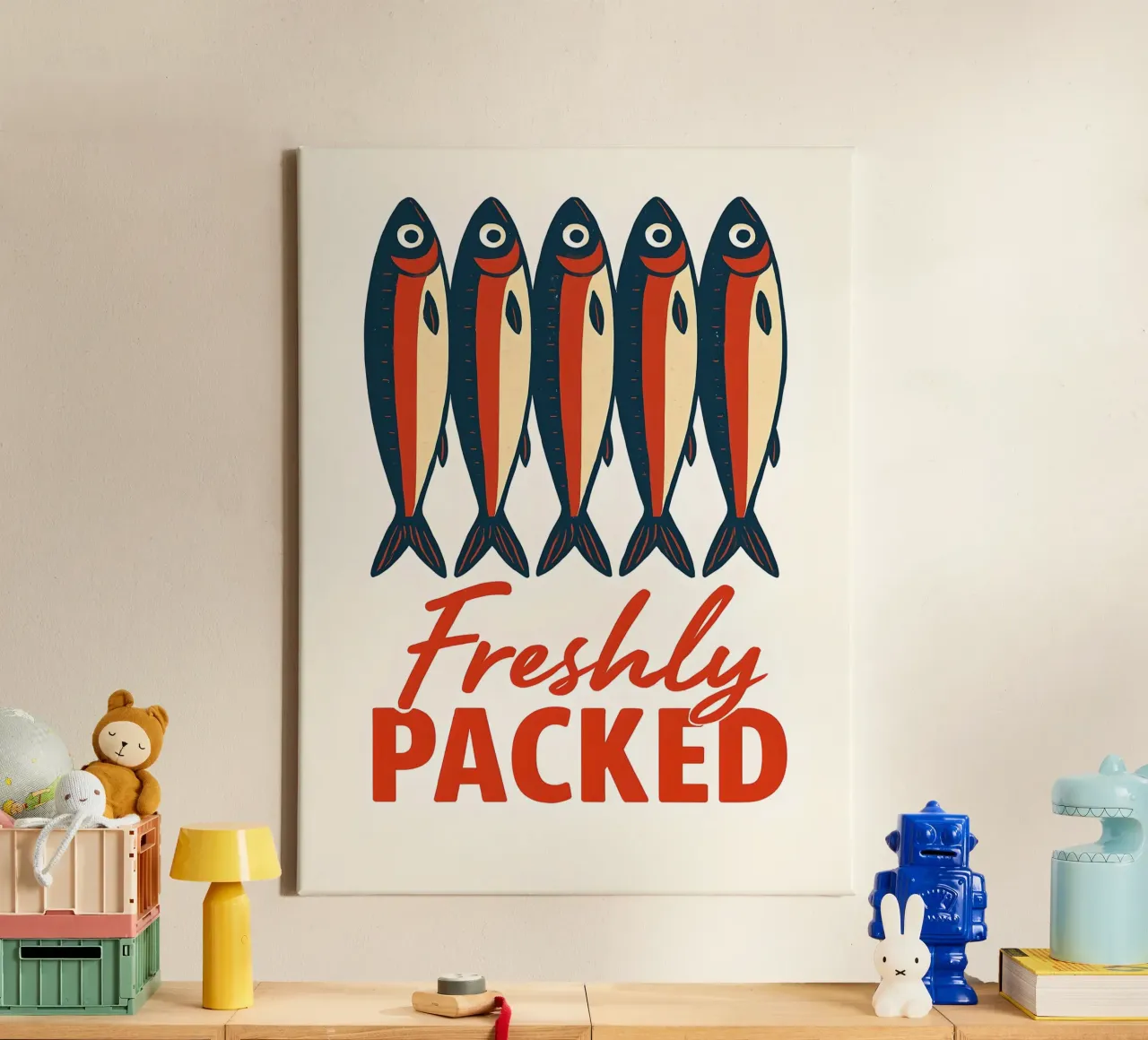 Illustrazione di pesce fresco confezionato tela con Cornice a cassetta da 🥝 KIWI STORE