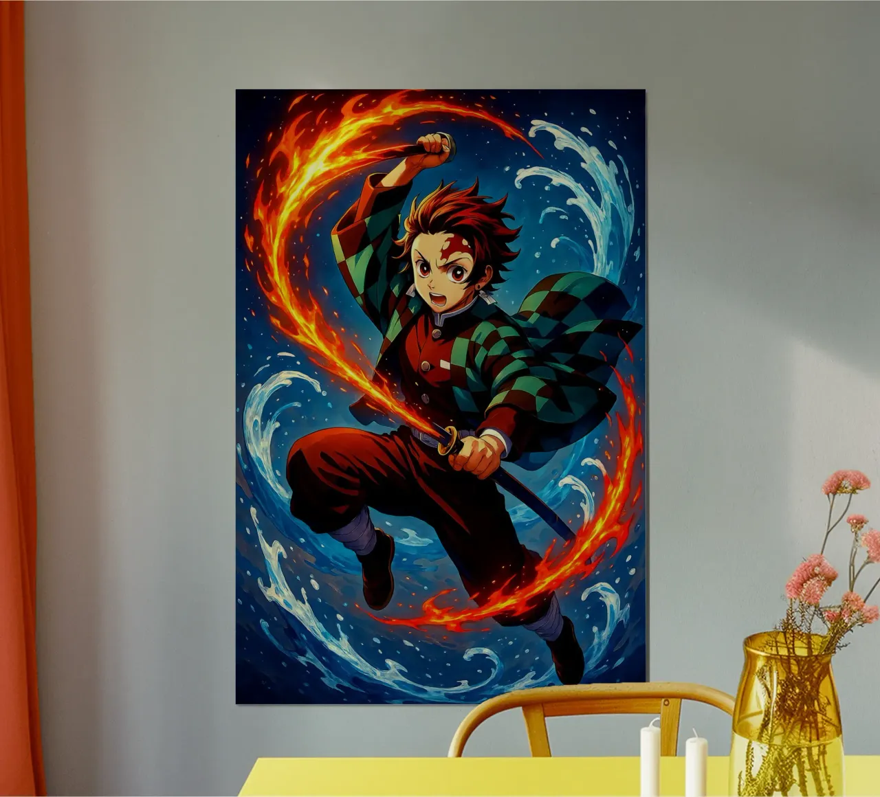 Tanjiro Kamado poster con telaio in plastica da Indah Creative