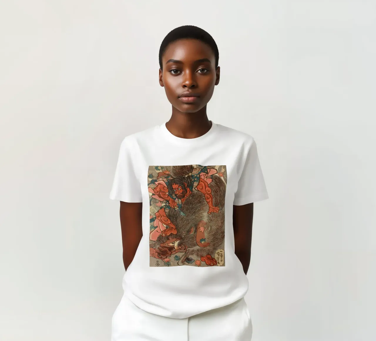Samurai a caccia di cinghiali giganti - Woodblock giapponese d'epoca t-shirt da Masterpieces Of Japanese Art