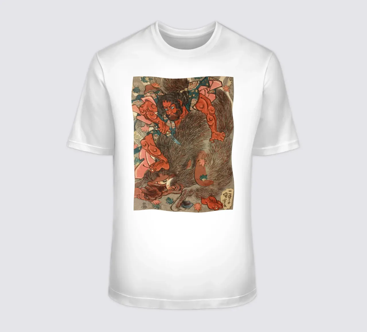 Samurai a caccia di cinghiali giganti - Woodblock giapponese d'epoca t-shirt da Masterpieces Of Japanese Art