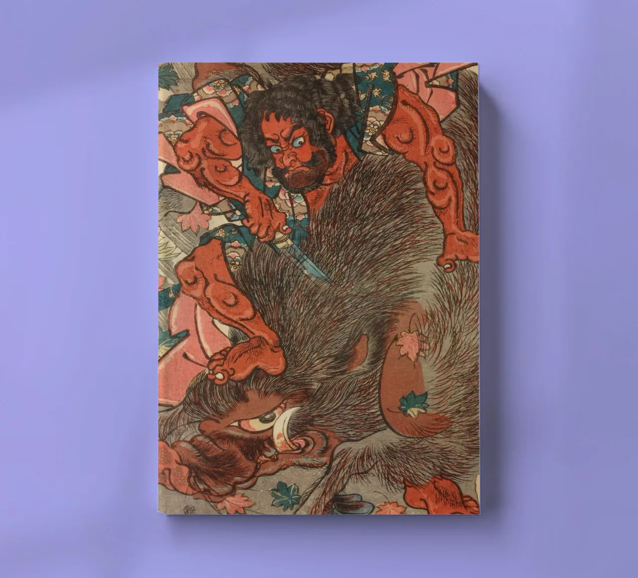 Samurai a caccia di cinghiali giganti - Woodblock giapponese d'epoca diario da Masterpieces Of Japanese Art
