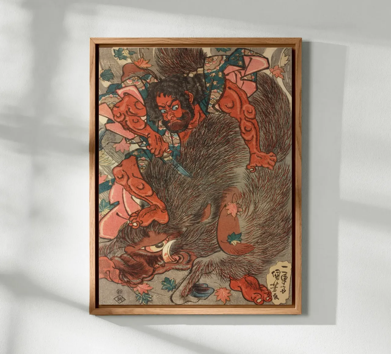 Samurai a caccia di cinghiali giganti - Woodblock giapponese d'epoca alluminio dibond da Masterpieces Of Japanese Art