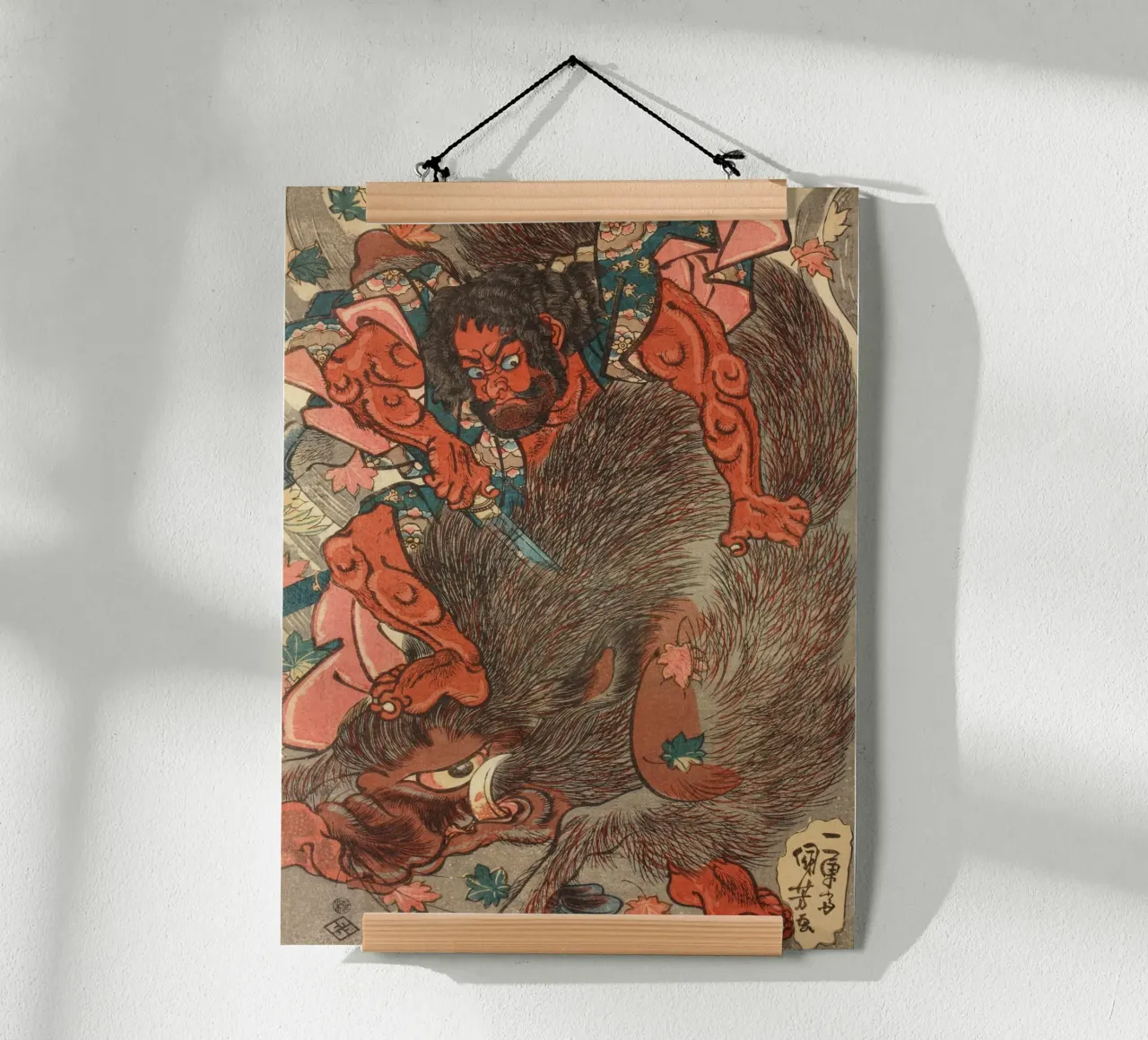 Samouraï chassant un sanglier géant - Gravure sur bois japonaise d'époque hahnemühle de Masterpieces Of Japanese Art
