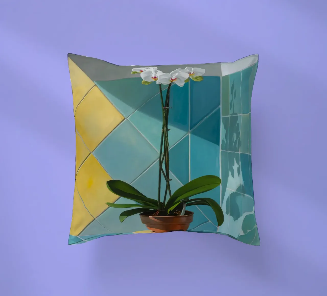 Geometria dell'orchidea bianca cuscino da Pan Denim