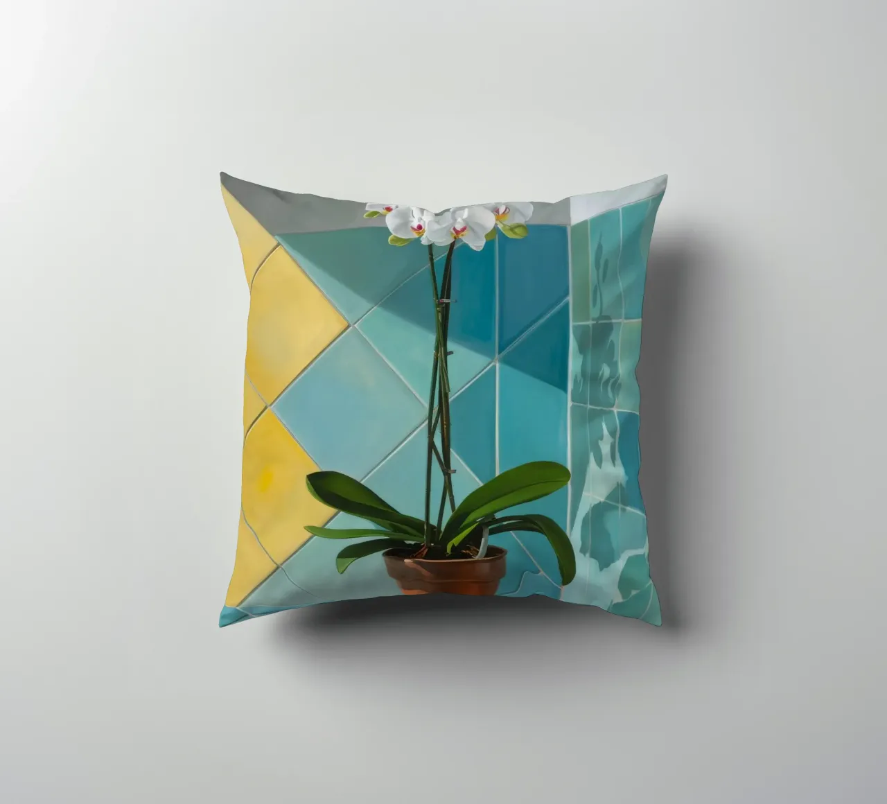 Geometria dell'orchidea bianca cuscino da Pan Denim