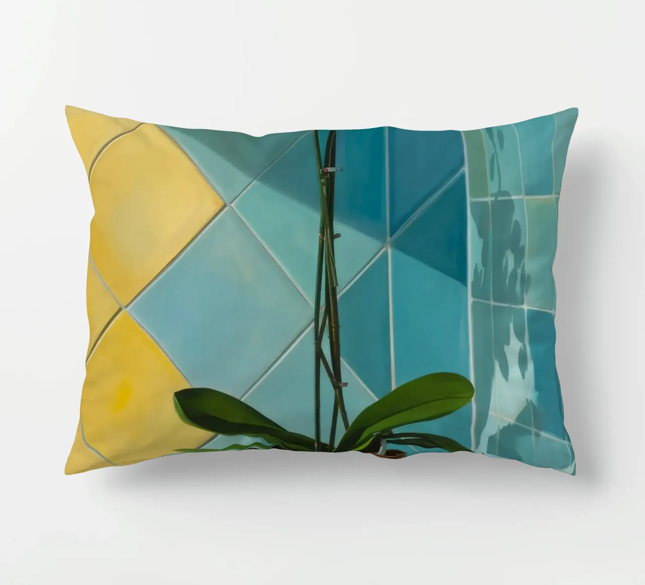 Geometria dell'orchidea bianca cuscino da Pan Denim