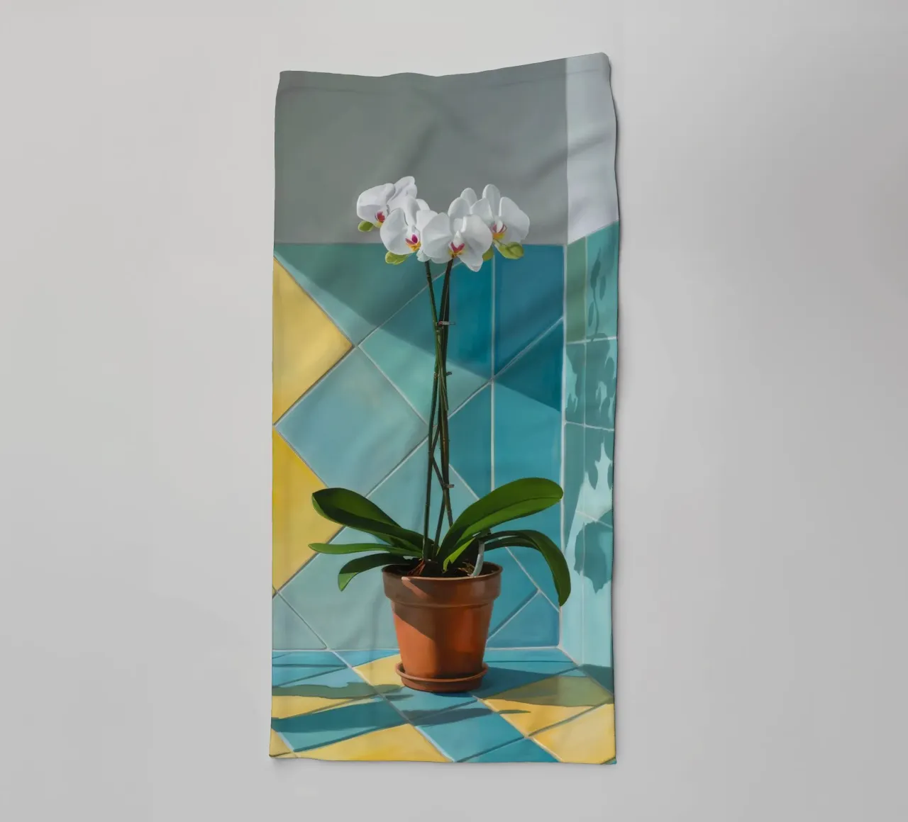 Geometria dell'orchidea bianca asciugamano da bagno da Pan Denim
