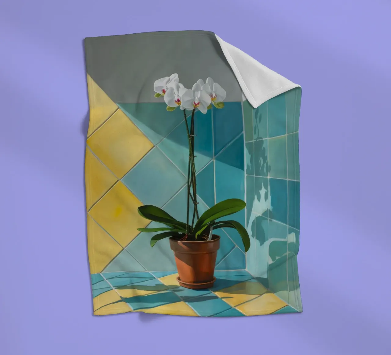 Geometria dell'orchidea bianca coperta in pile da Pan Denim