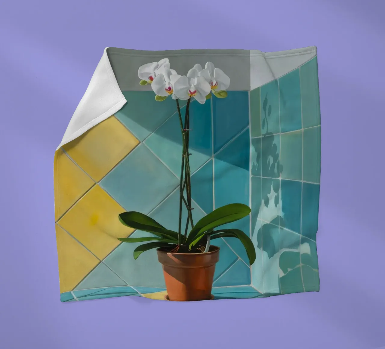 Geometria dell'orchidea bianca coperta in pile da Pan Denim