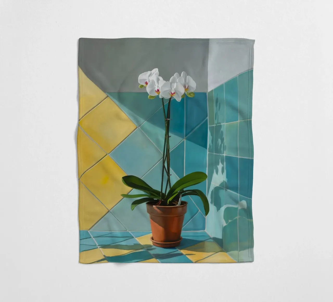 Geometria dell'orchidea bianca coperta in pile da Pan Denim