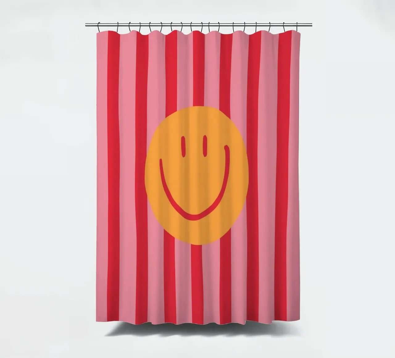 Smile Stripes pink shower curtain by KRUTH DESIGN