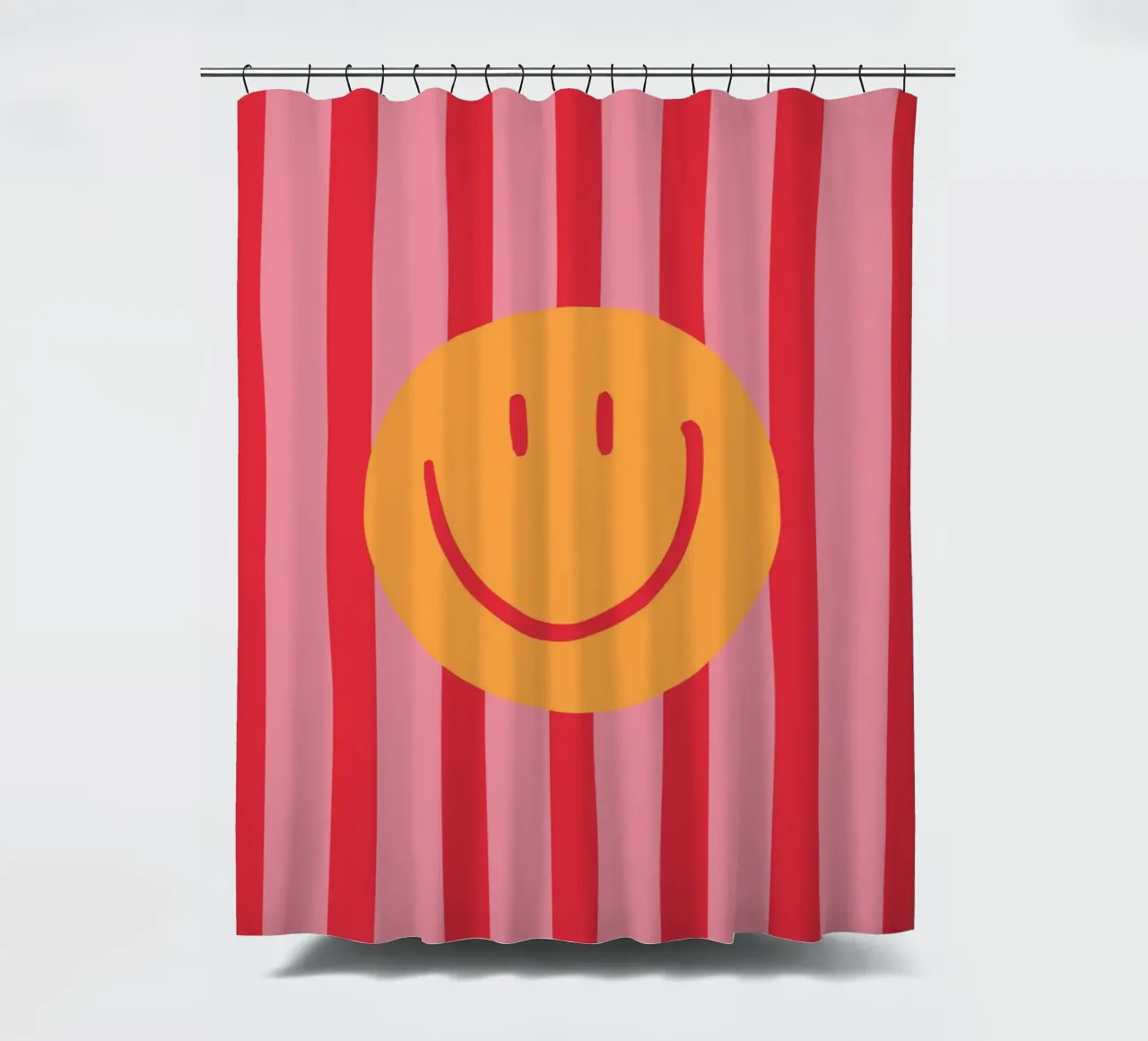 Smile Stripes pink shower curtain by KRUTH DESIGN