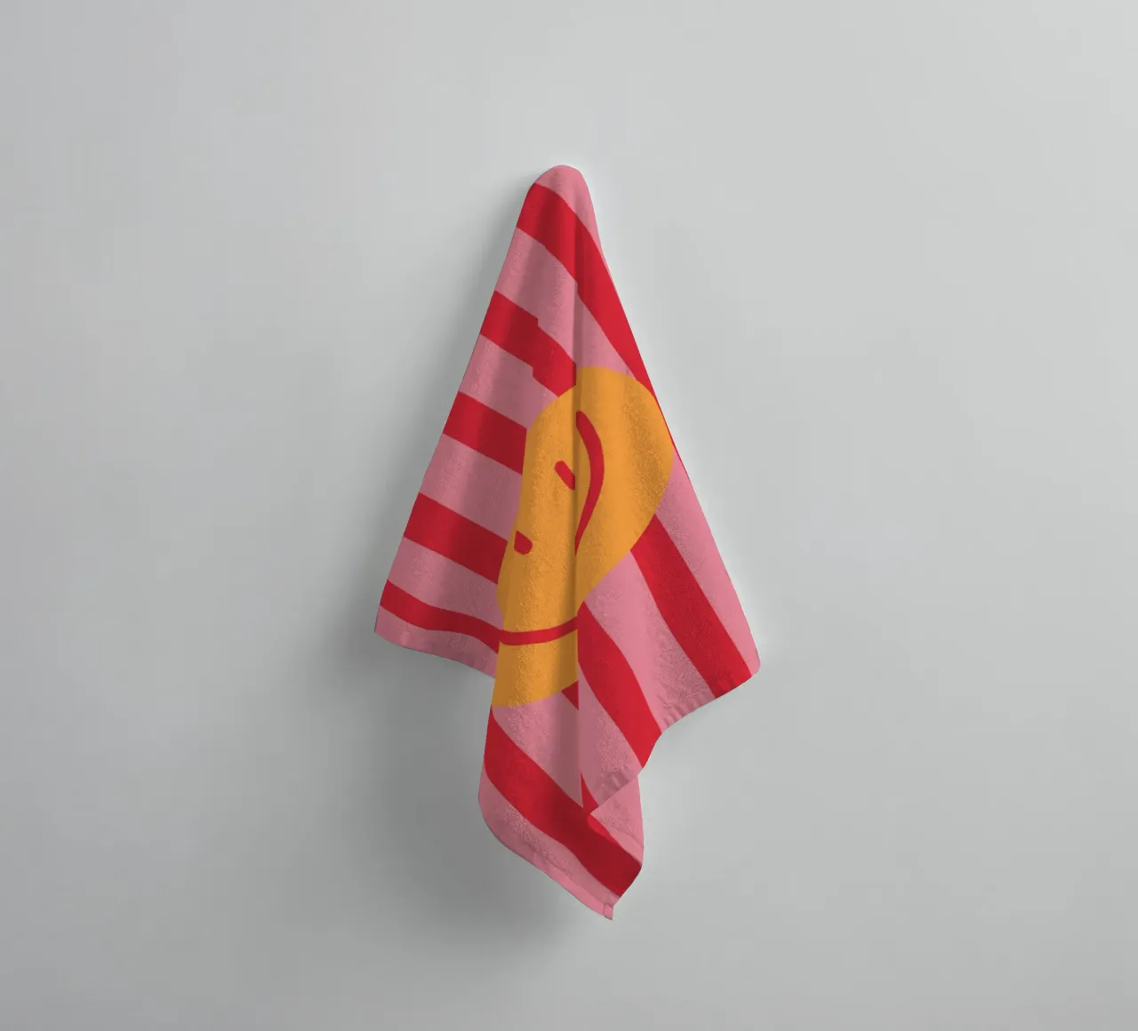 Smile Stripes pink towel by KRUTH DESIGN