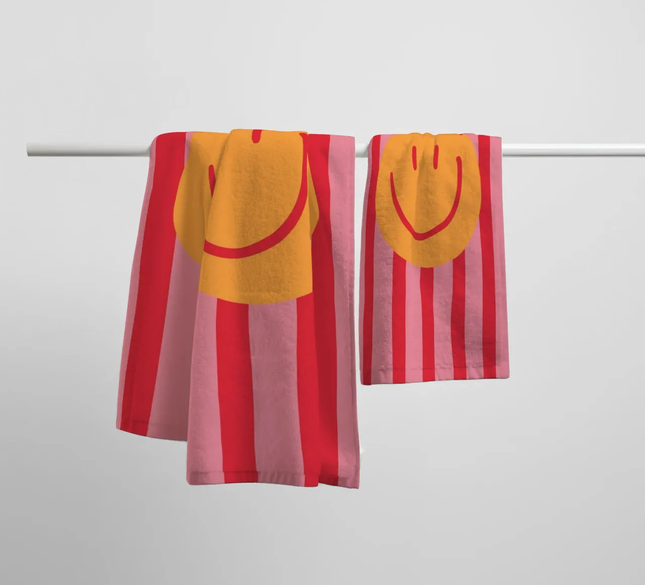 Smile Stripes pink towel by KRUTH DESIGN