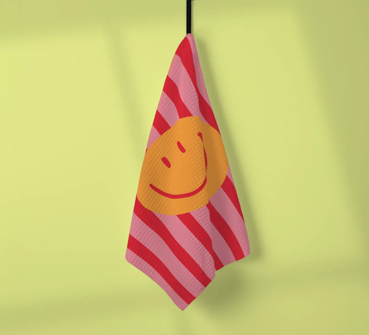 Smile Stripes pink tea towel by KRUTH DESIGN