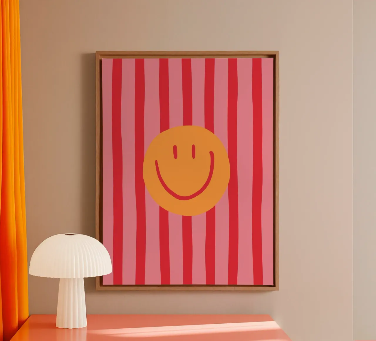 Smile Stripes pink canvas by KRUTH DESIGN