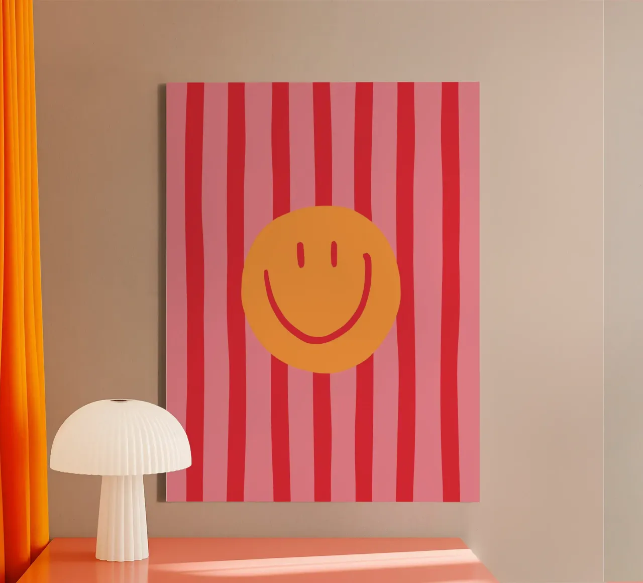Smile Stripes pink canvas by KRUTH DESIGN