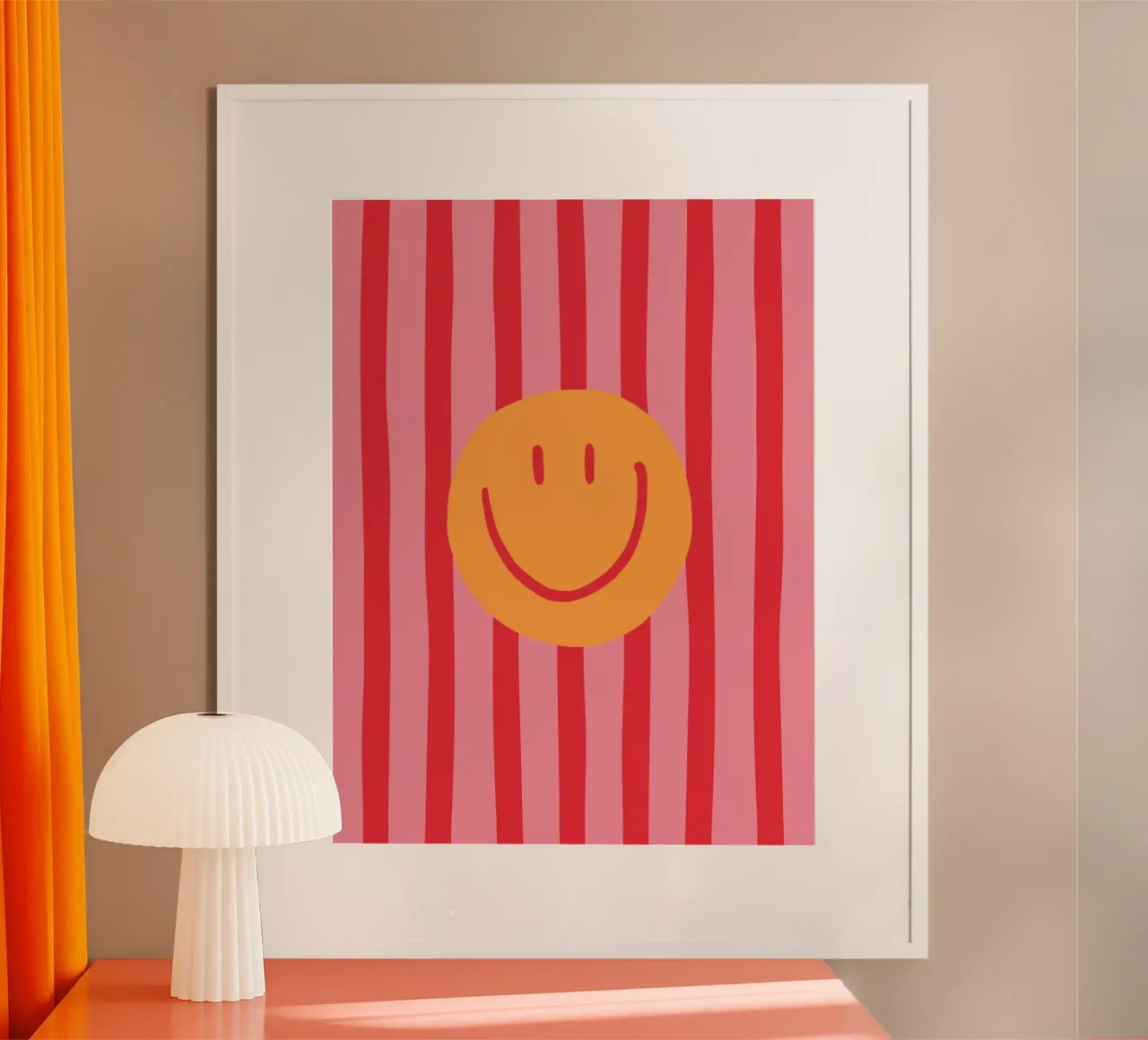 Smile Stripes pink poster con telaio in alluminio da KRUTH DESIGN