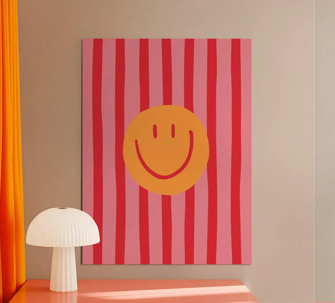 Smile Stripes pink poster con telaio in alluminio da KRUTH DESIGN