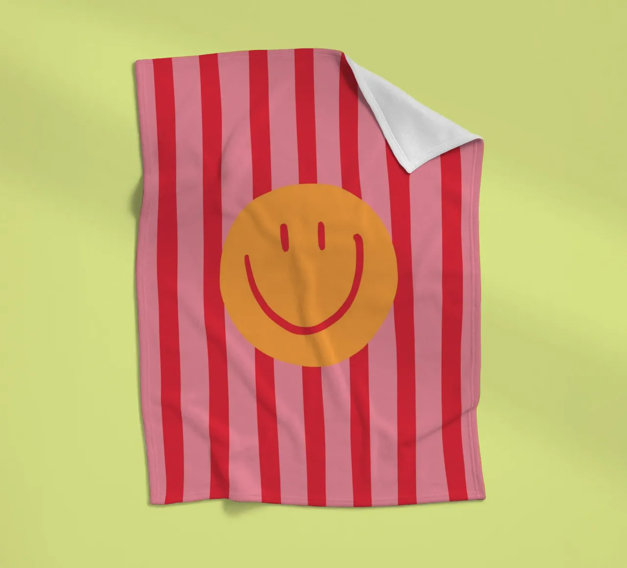 Smile Stripes pink fleece blanket by KRUTH DESIGN