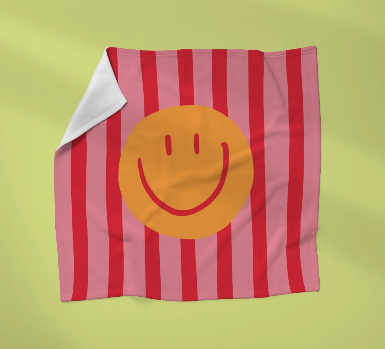 Smile Stripes pink fleece blanket by KRUTH DESIGN