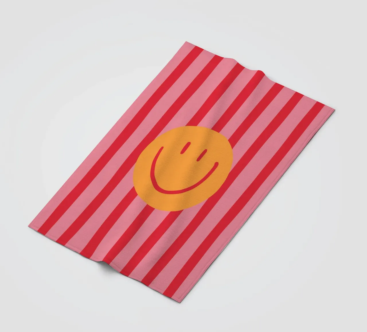 Smile Stripes pink fleece blanket by KRUTH DESIGN