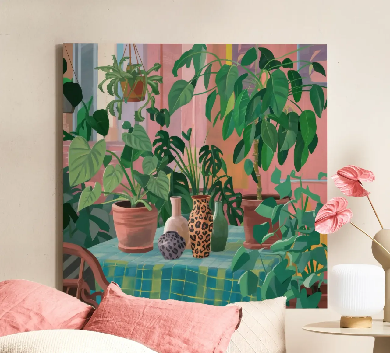 Eclectische plantenhoek canvas van Pan Denim