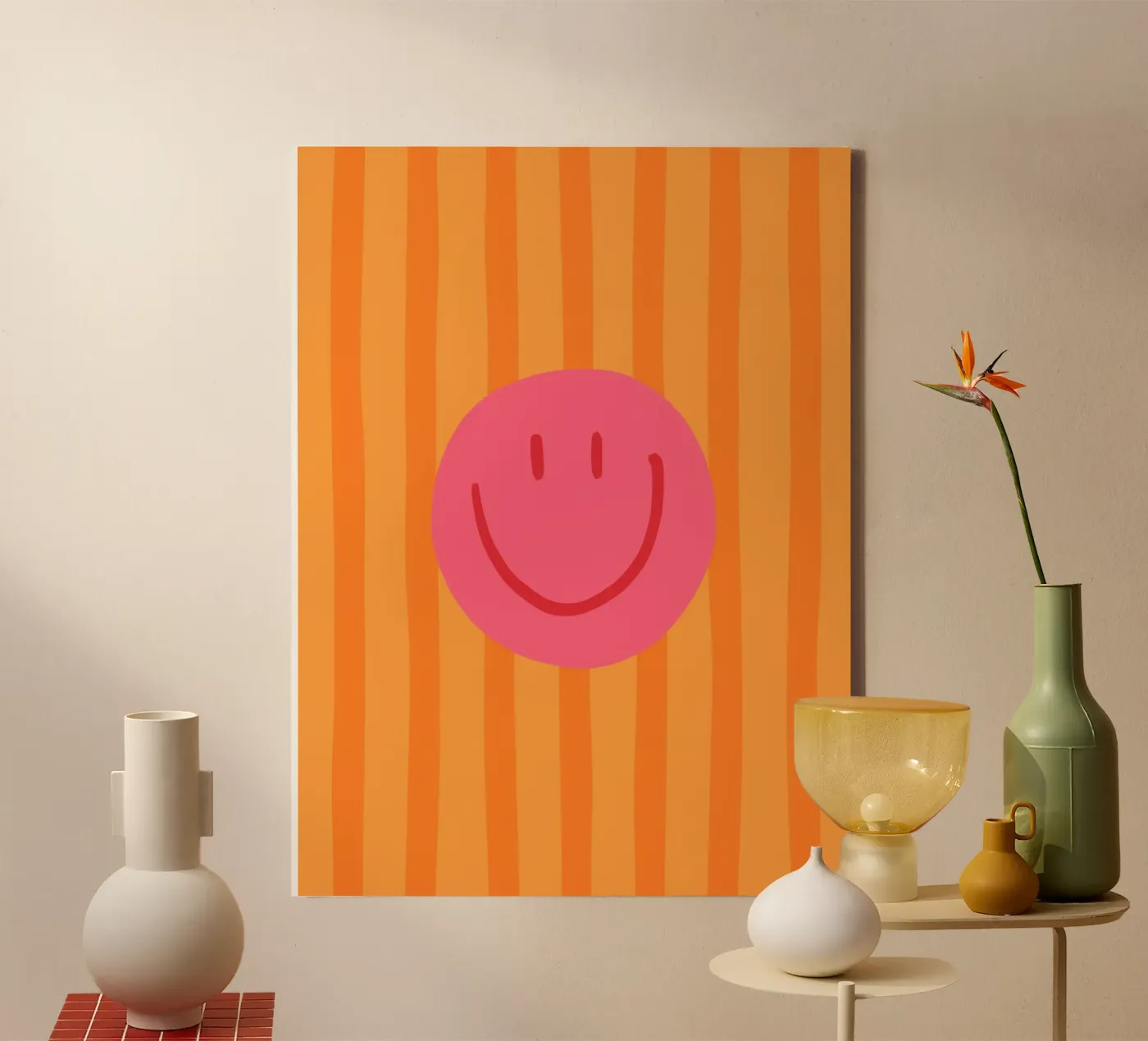 Smile Stripes orange Leinwand von KRUTH DESIGN