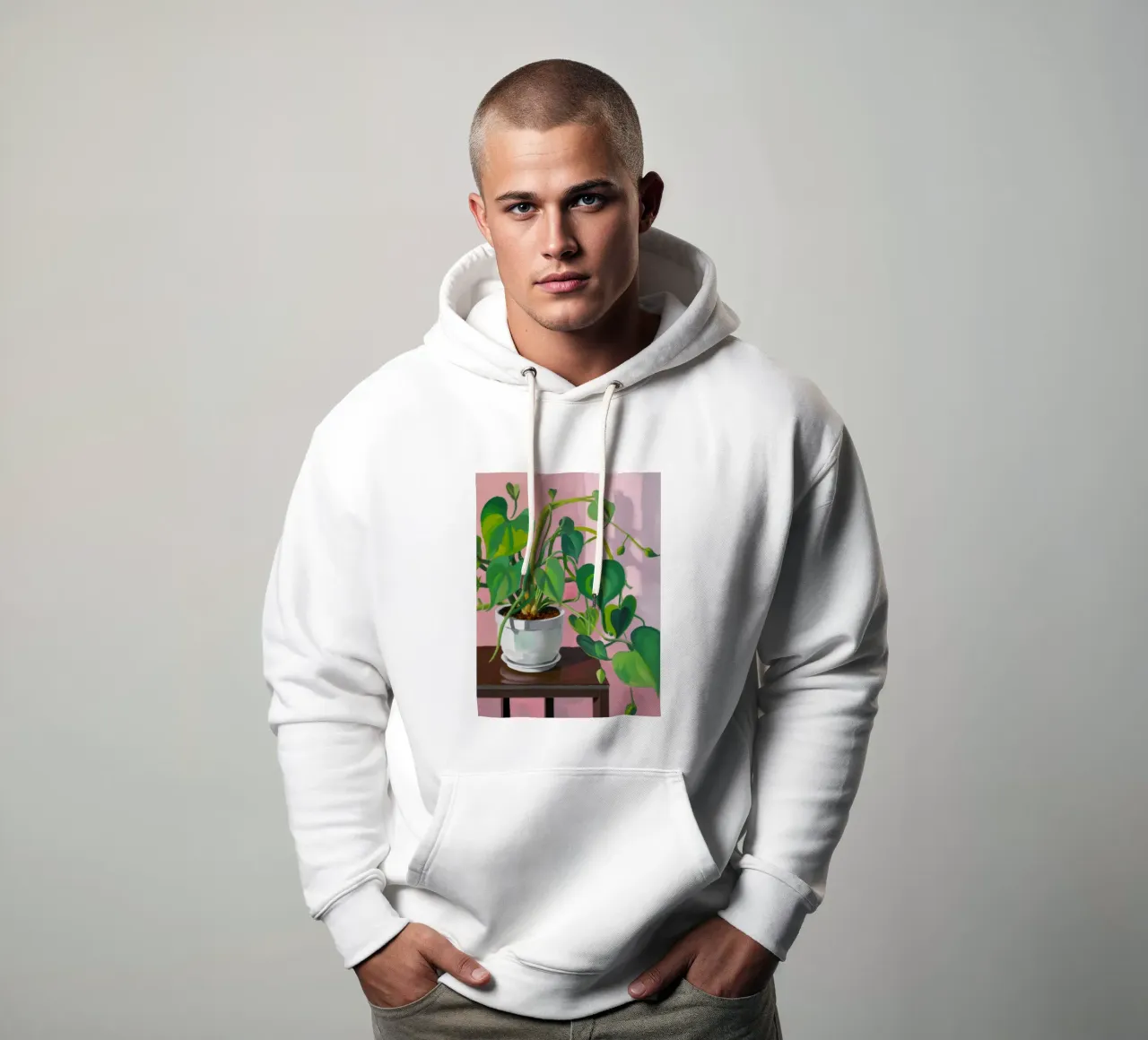 Semplicità della pianta di Pothos felpa con cappuccio da Pan Denim