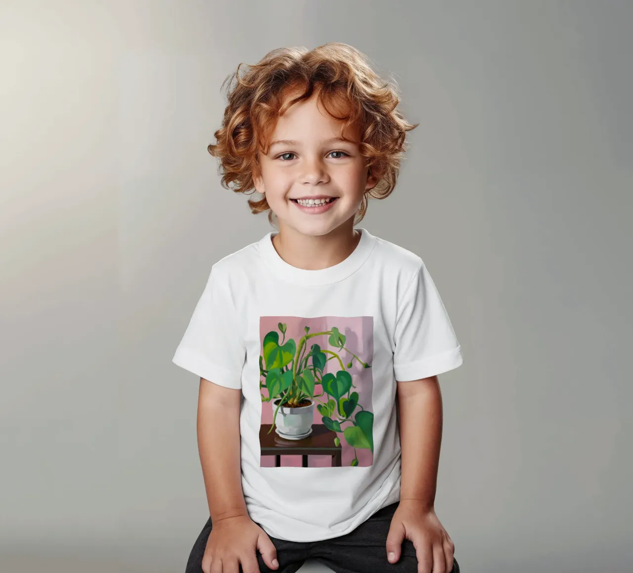 Pothos Pflanze Einfachheit Kinder T-Shirt von Pan Denim