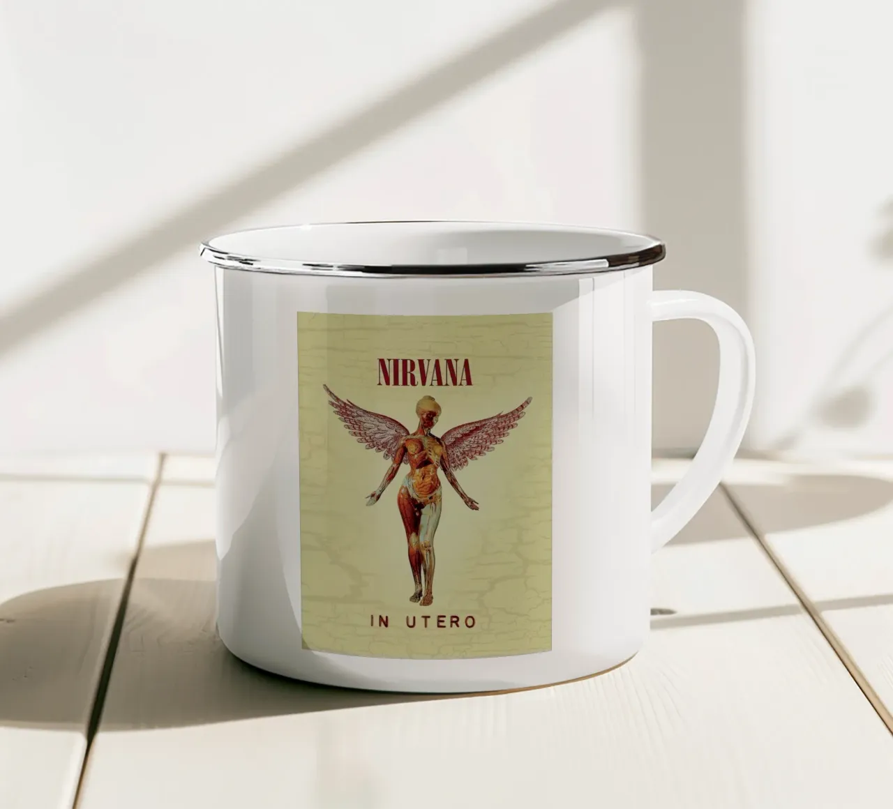 Nirvana zet podium in vuur en vlam emaille mok van zugbl