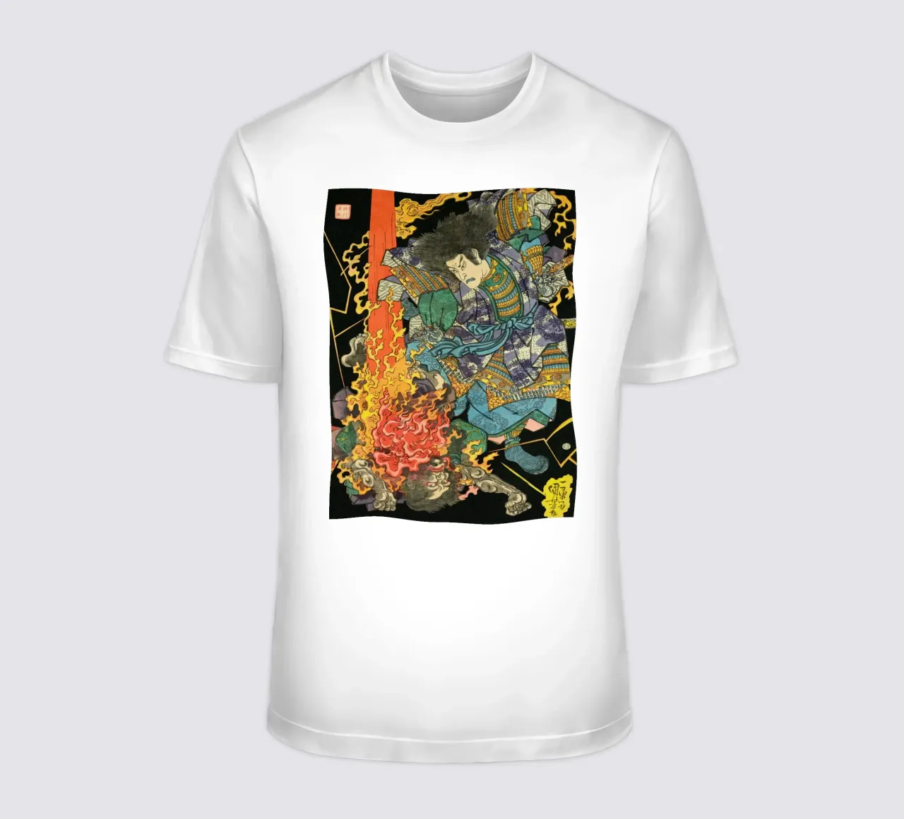 Samurai che lotta con il demone - Ukiyo-e giapponese d'epoca t-shirt da Masterpieces Of Japanese Art
