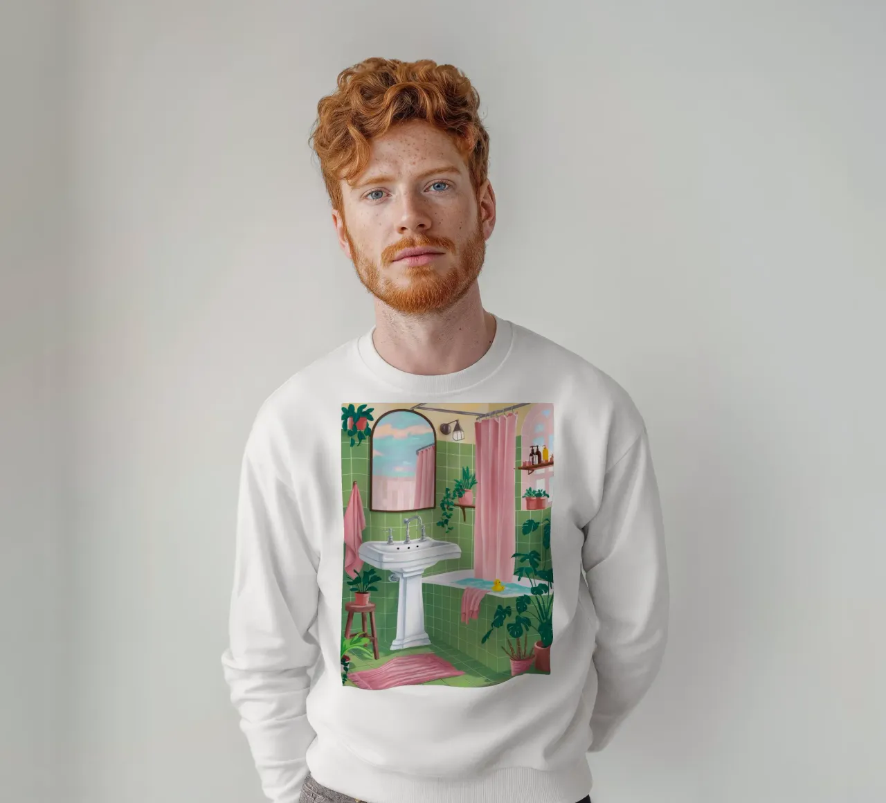 Green Tile Bath sweatshirt by Pan Denim