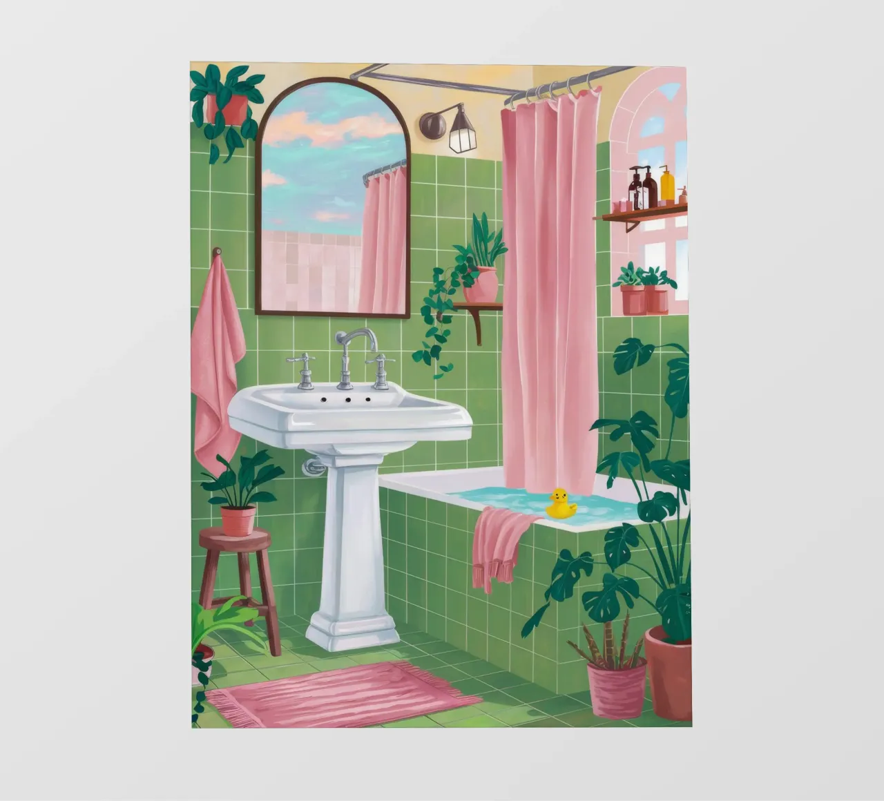 Bagno con piastrelle verdi pellicola backlit da Pan Denim