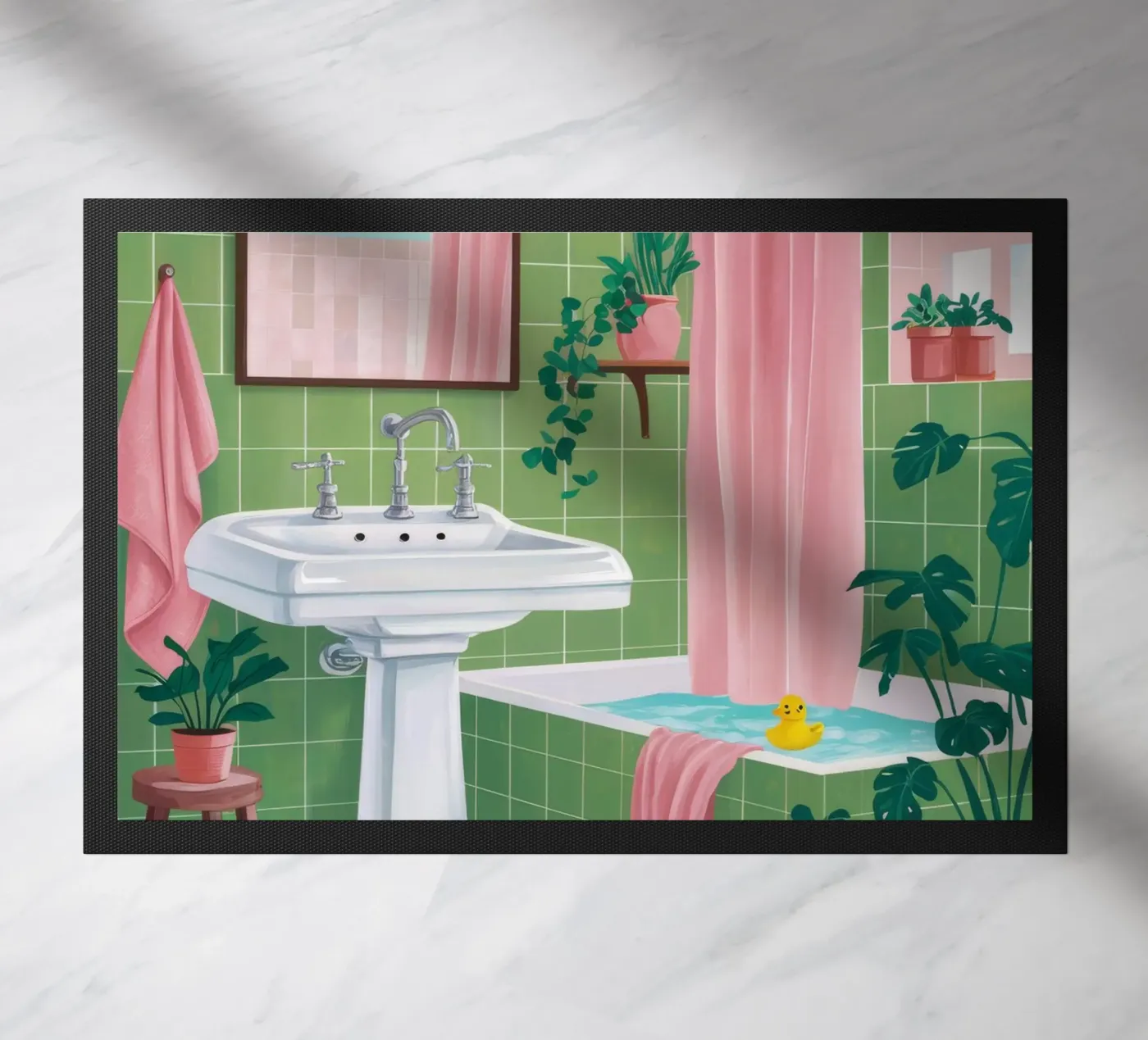 Green Tile Bath doormat by Pan Denim
