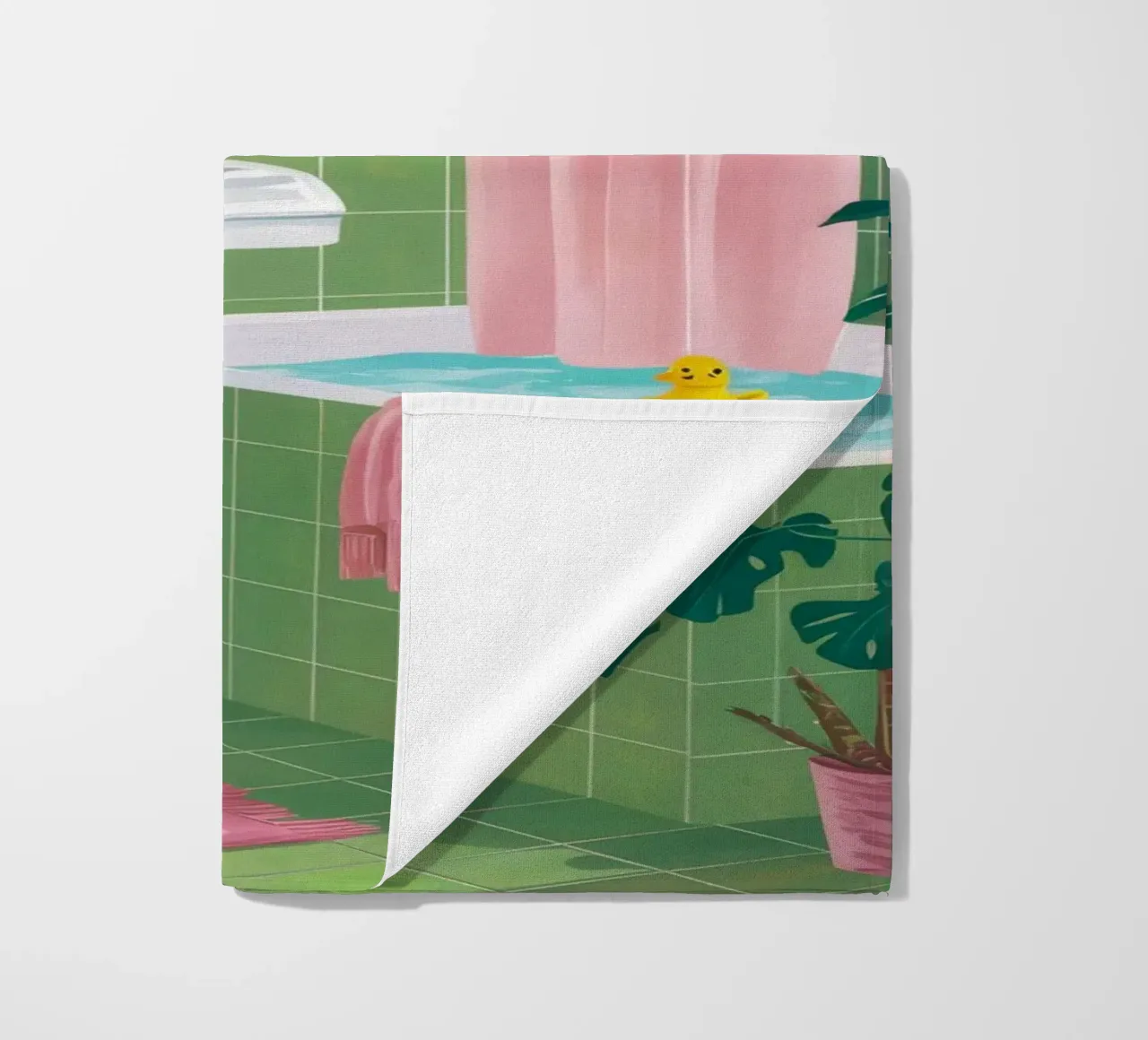 Bagno con piastrelle verdi telo mare da Pan Denim