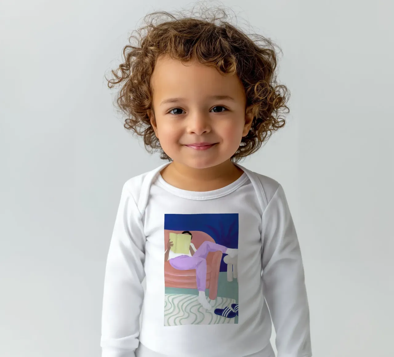 Slappe Av 02 long-sleeve baby romper by Frauke Schyroki
