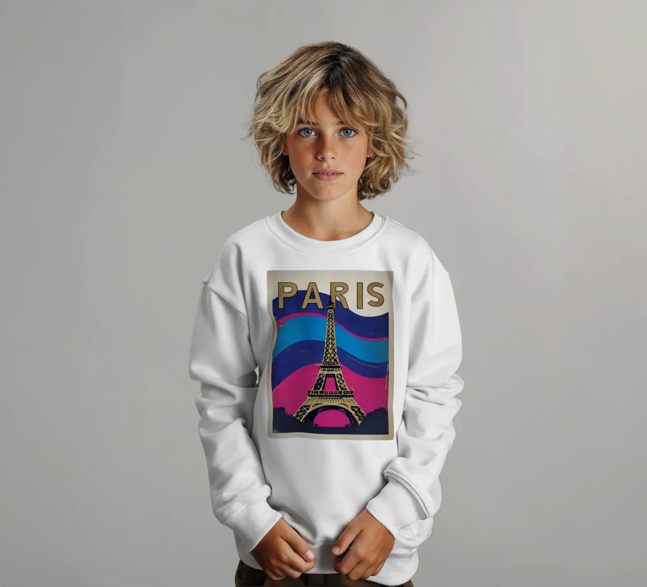 Poster d'epoca della Torre Eiffel di Parigi felpa bambino da 🥝 KIWI STORE
