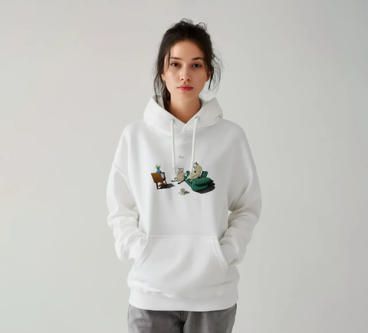 Sheep (Titled) felpa con cappuccio da Rob Art | Illustration