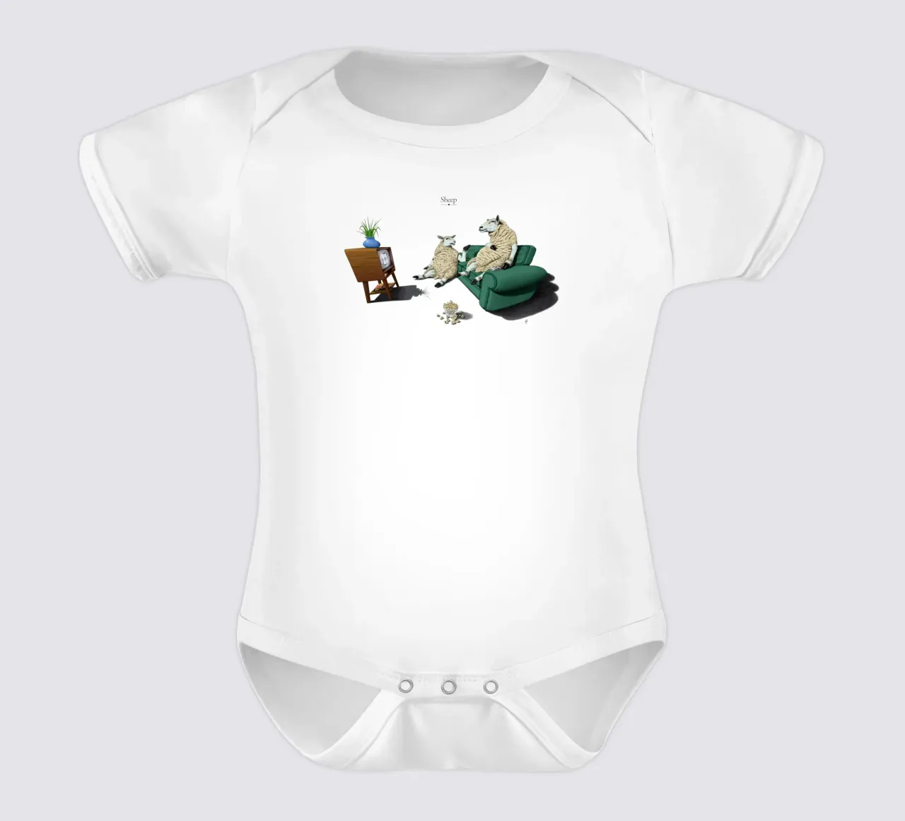Sheep (Titled) body neonato maniche corte da Rob Art | Illustration