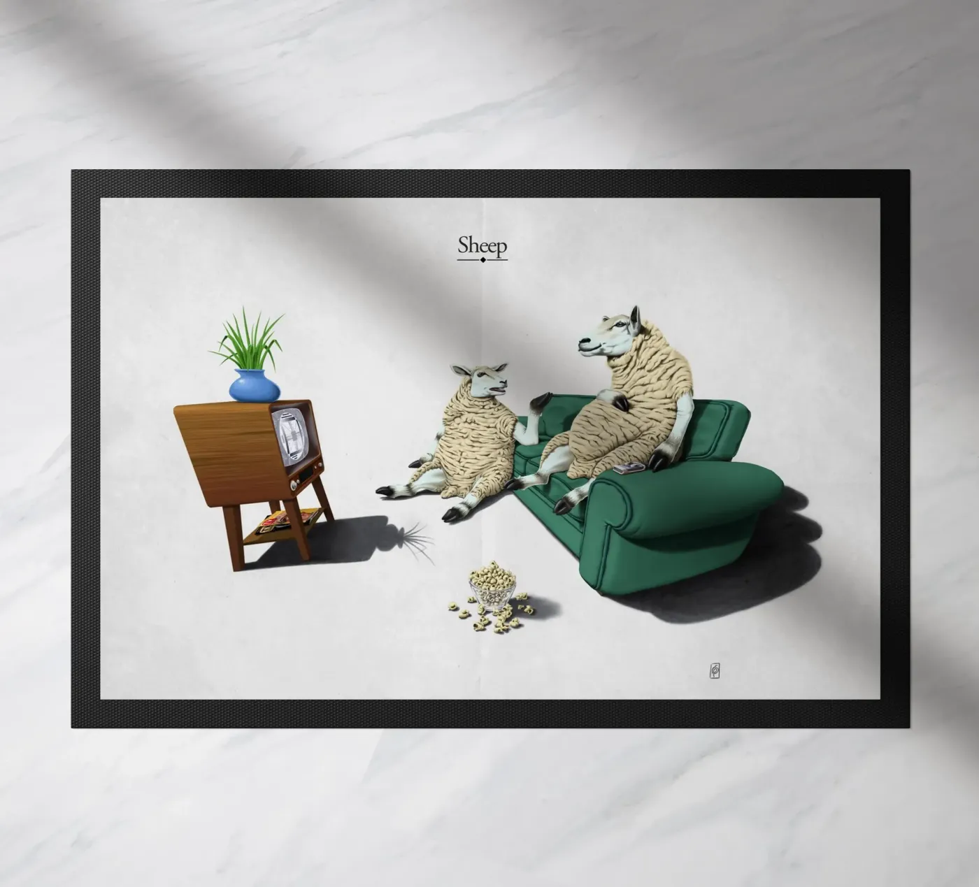 Sheep (Titled) doormat by Rob Art | Illustration