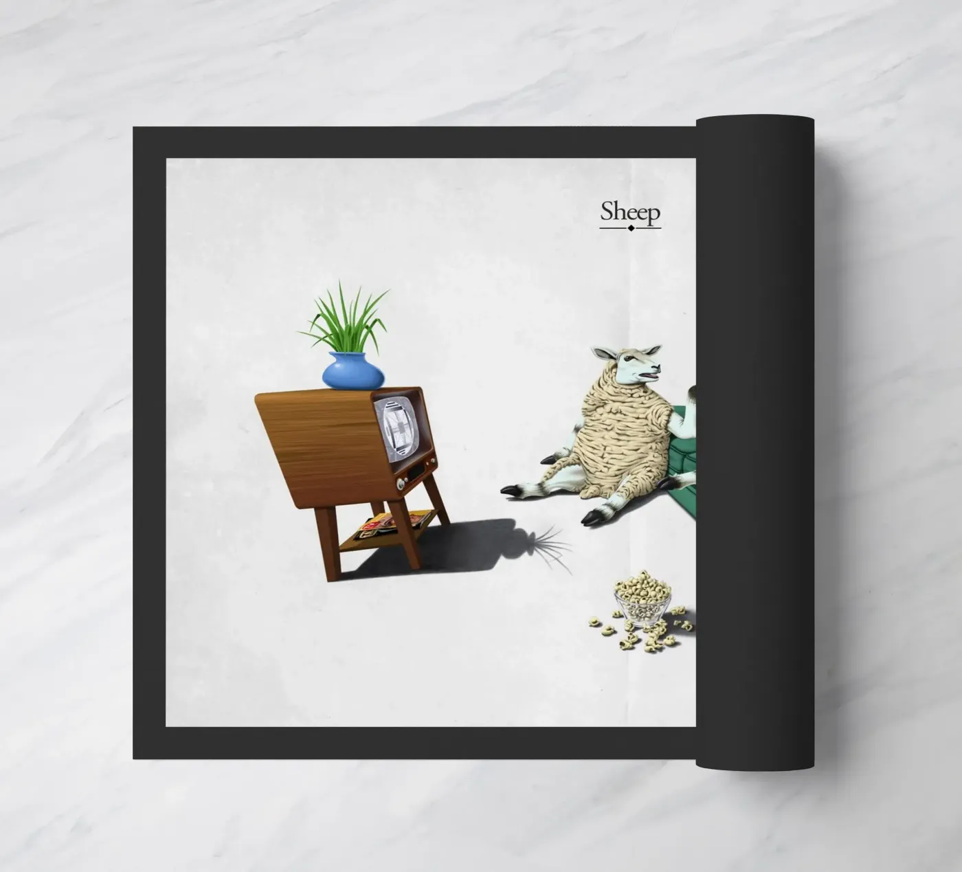 Sheep (Titled) doormat by Rob Art | Illustration