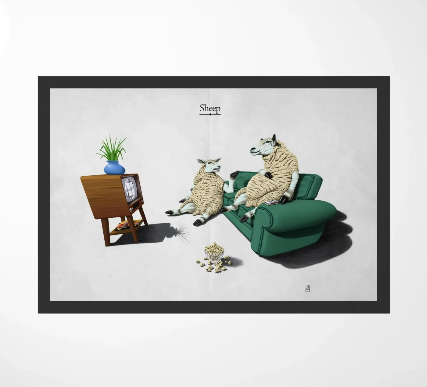 Sheep (Titled) doormat by Rob Art | Illustration