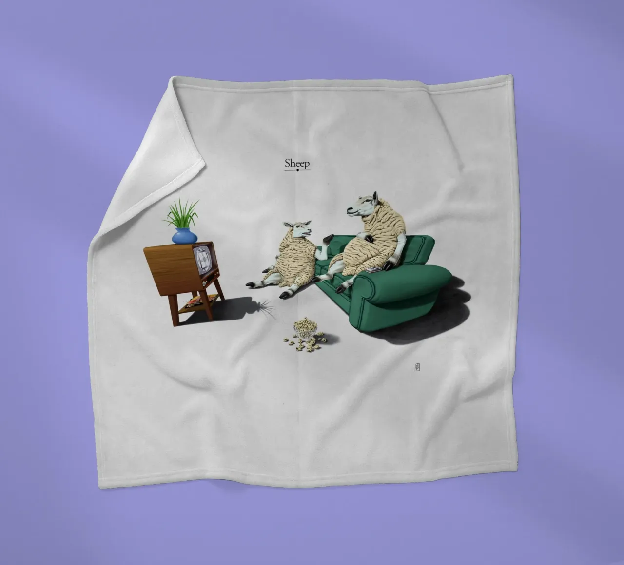 Sheep (Titled) coperta in pile da Rob Art | Illustration