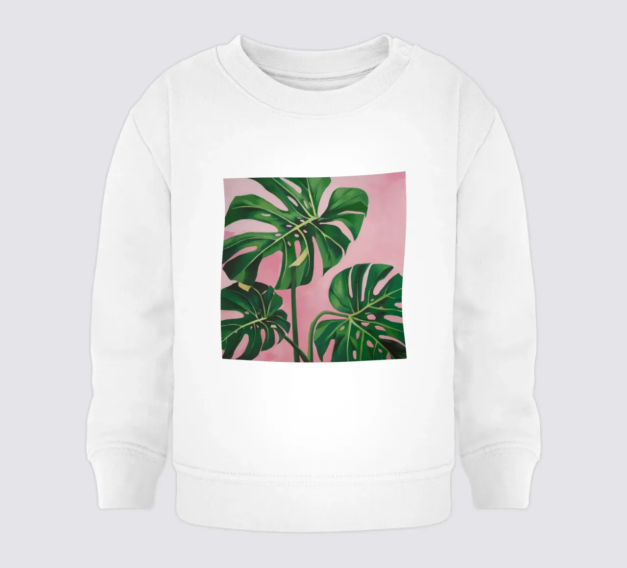 Monstera rosa da parete felpa neonato da Pan Denim